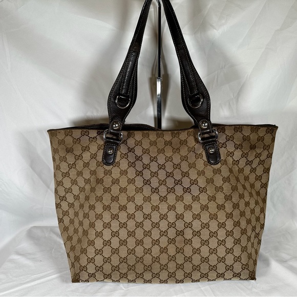 authentic Gucci beige/Brown GG canvas lcon Bit Tote Bag - Picture 2 of 13